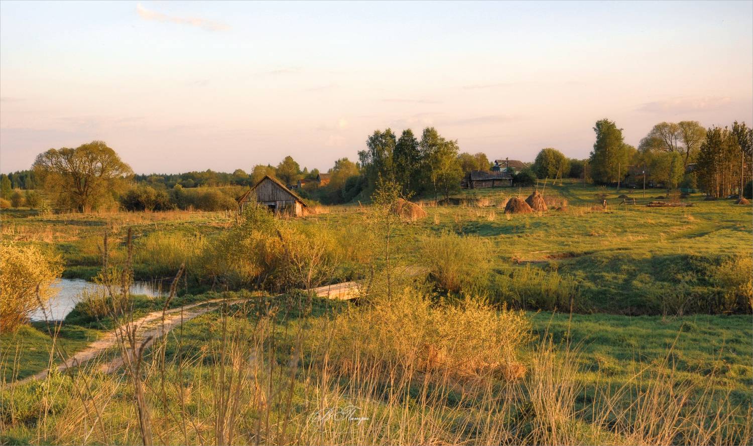 речка снопы домики дорога, Вера Петри