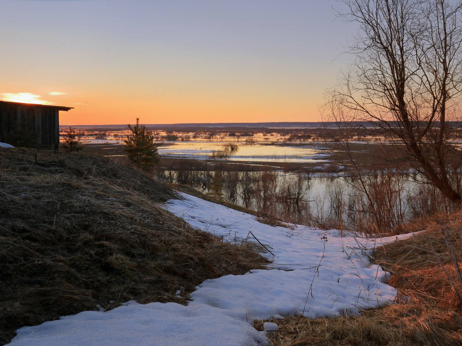 весна, север, вечер, апрель, закат, природа, половодье, Титов Александр