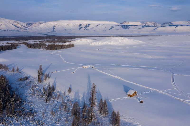 алтай, зима, горы, курайская степь, altay, winter, mountains  фото превью