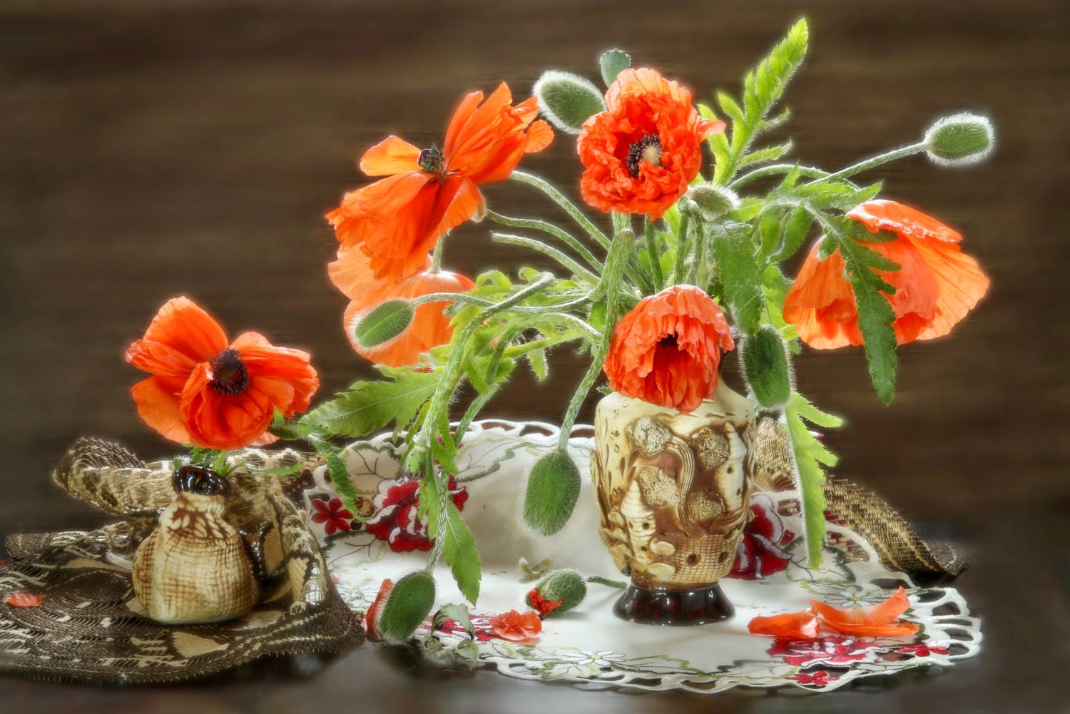 букет, цветы, маки, салфетки, Шруб (Беляева) Татьяна