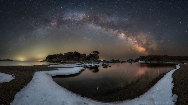 приморье, ночь, звезды, японское море, млечный путь, весна, побережье В океане звёзд фото превью