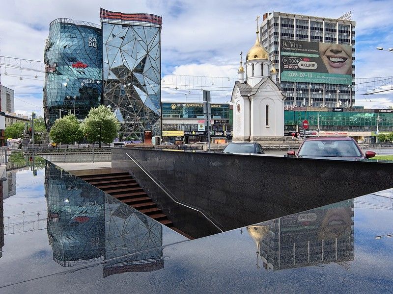 город,новосибирск,отражения,архитектура,часовня После дождя фото превью