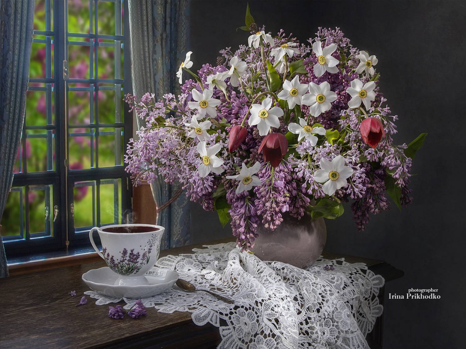 натюрморт, цветы, букеты, сирень, чаепитие, Приходько Ирина