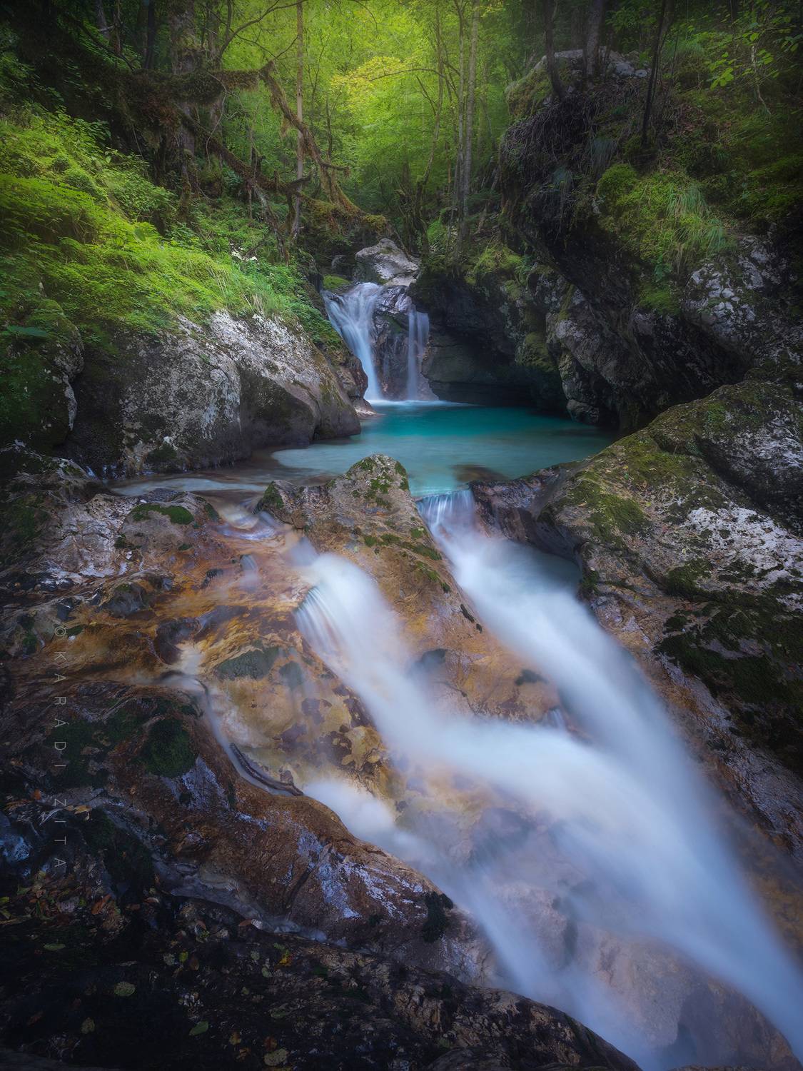 slovenia river fall waterfall landscape longexpo green canyon, Kar&aacute;di Zita