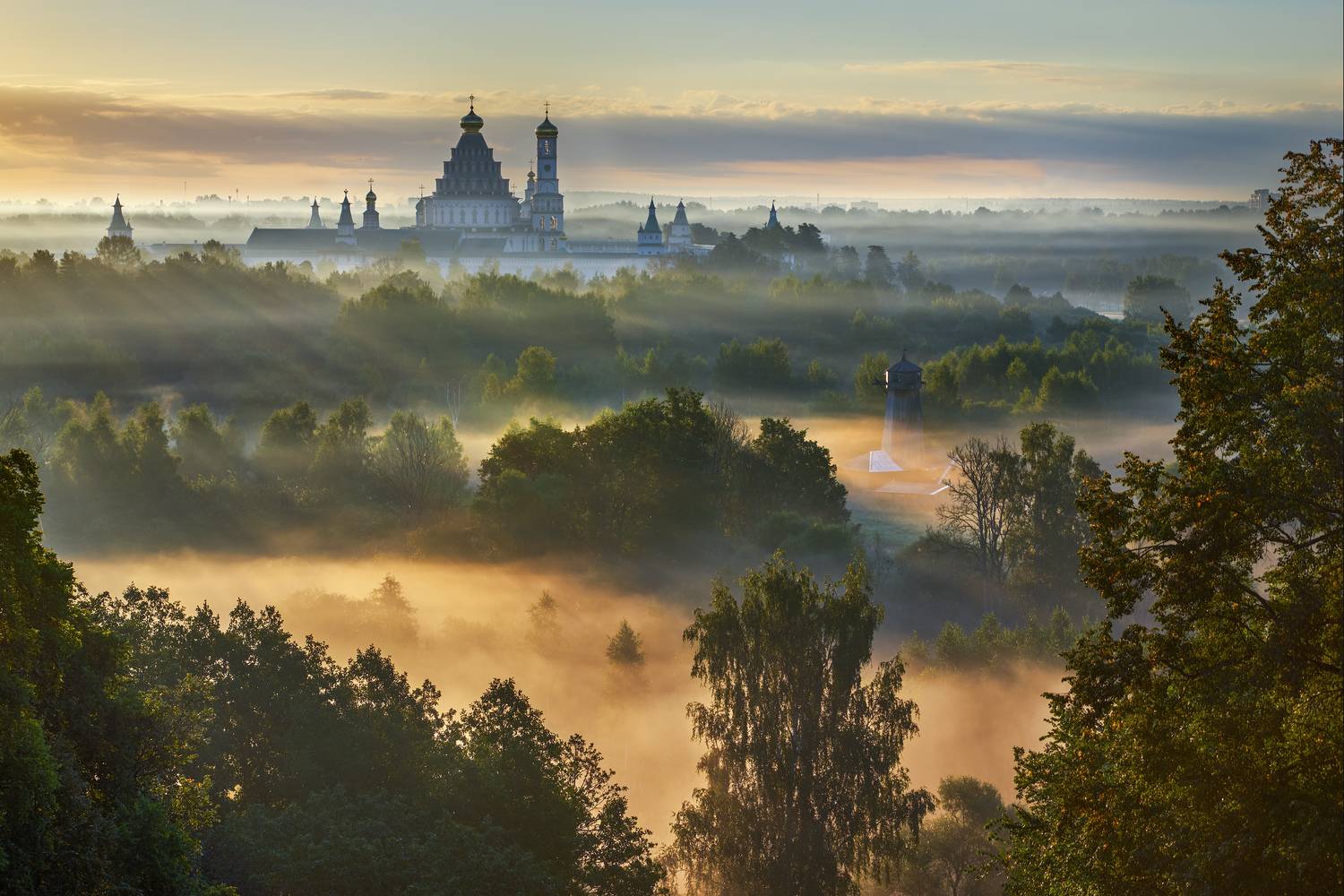 новый иерусалим, восход, туман, лето, Медведев Александр