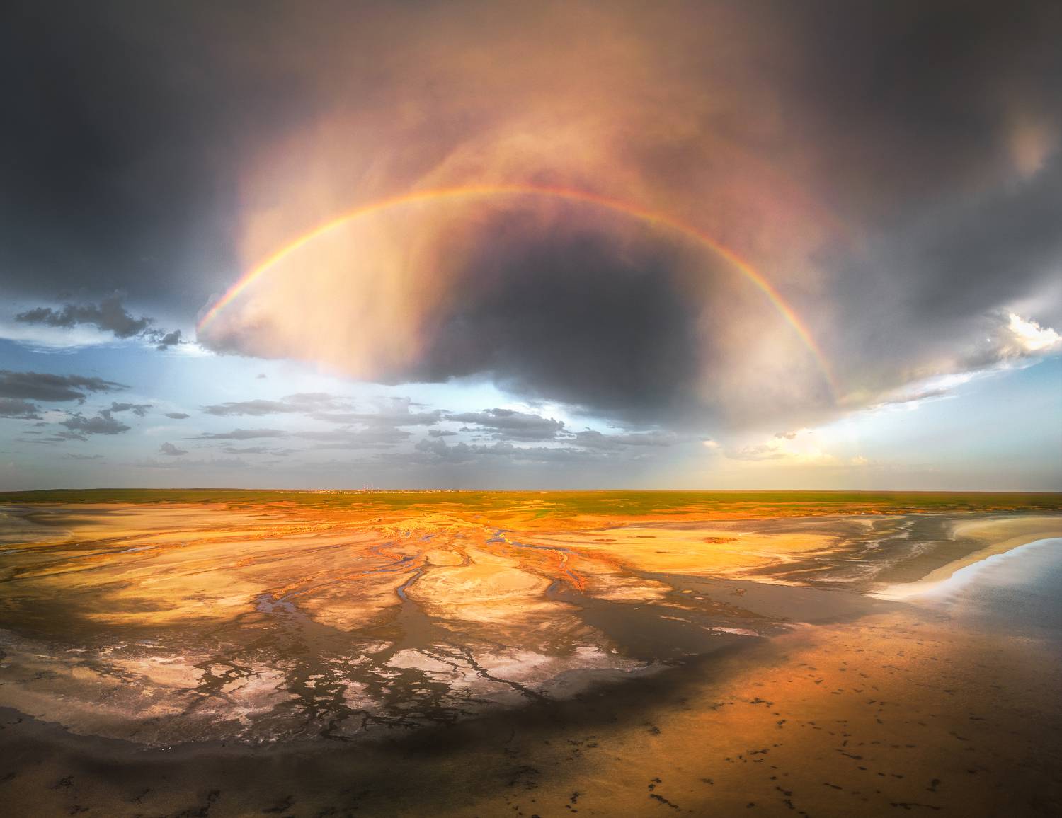 Элътон, солончак, волгоградская область, пейзаж, радуга, степь, озеро Эльтон, landscape, daytime landscape, соленое озеро, Наталия Полякова