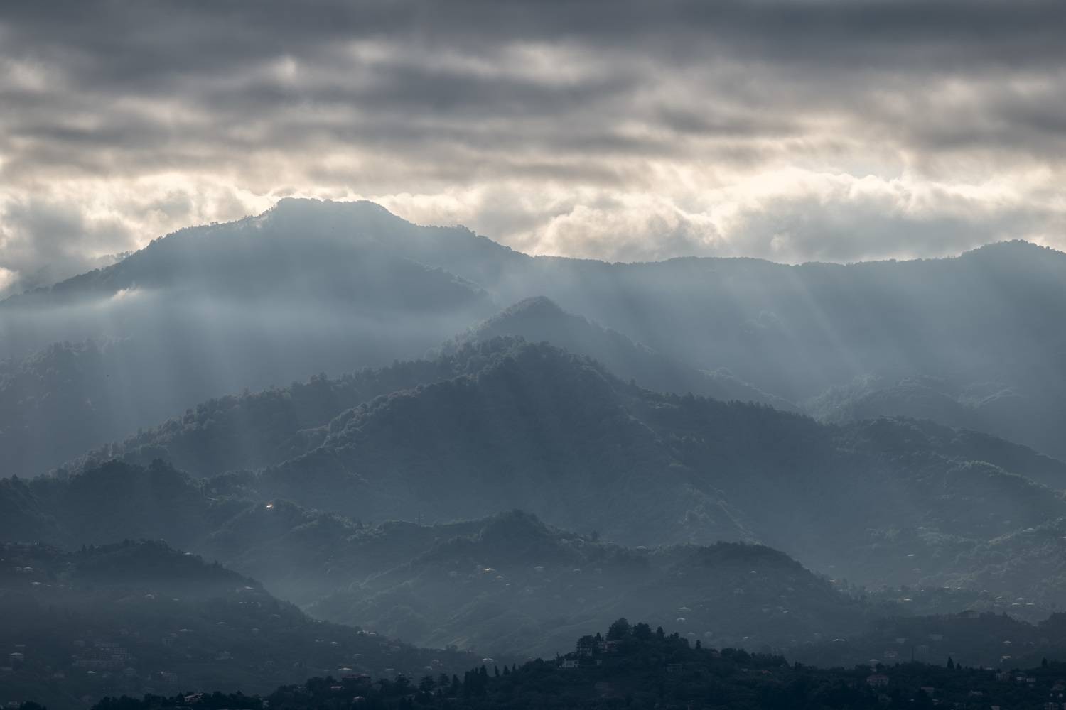 sunrise, rays, mountains, clouds, clouds, sky, fog, haze, weather, landscape, scenery, travel, outdoors, caucasus, sakartvelo, georgia, adjara, batumi, chizh, Чиж Андрей