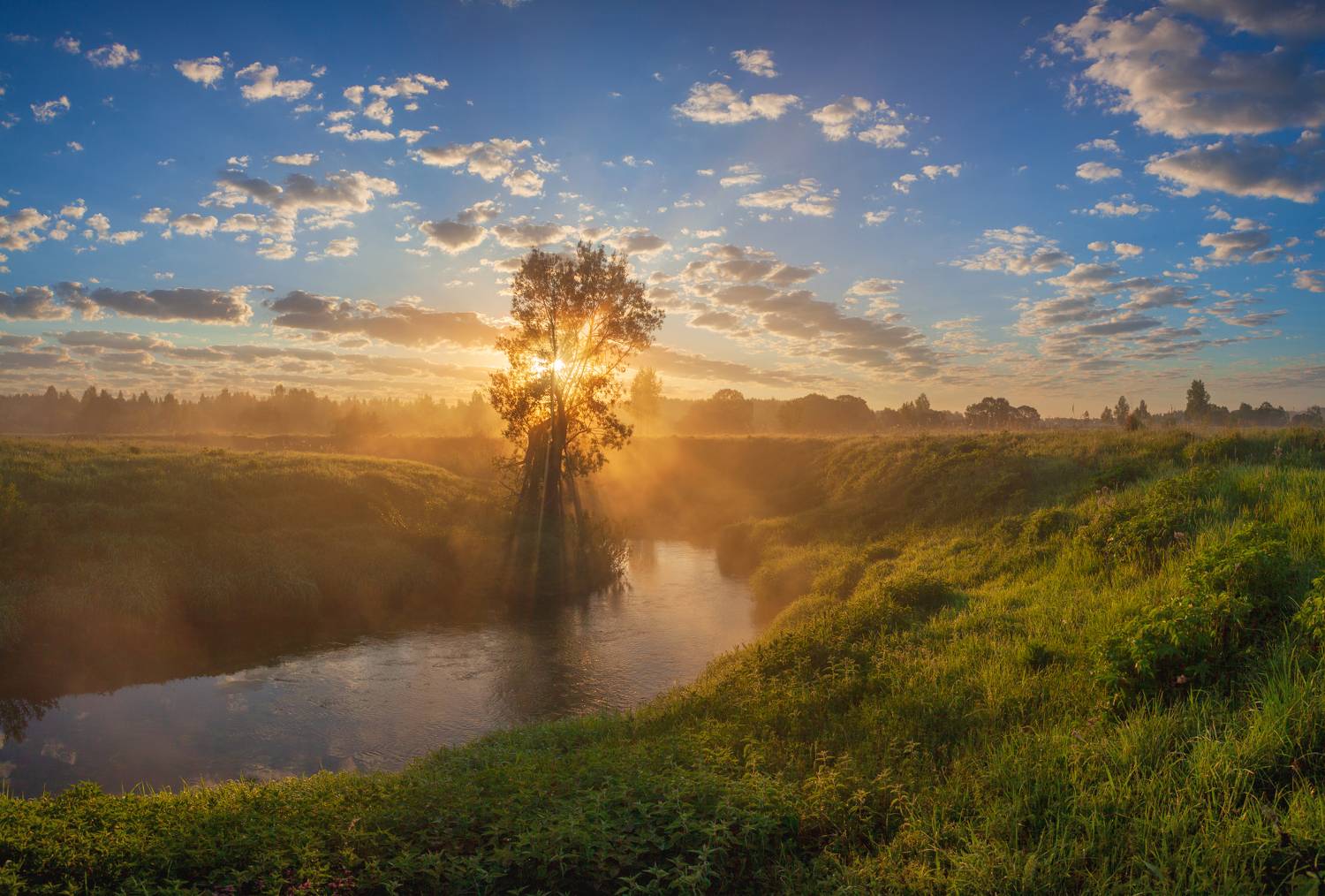 рассвет, река, Свистков Александр