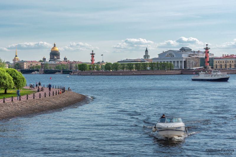 город, архитектура, санкт-петербург, река нева, адмиралтейство, исаакиевский собор, стрелка васильевского острова, дворцовый мост, биржа, слева фрагмент заячьего осторова, кронверкский пролив (проток), виды петербурга, день города Весенний акварельный Петербург. С Днём Рождения, город родной! фото превью