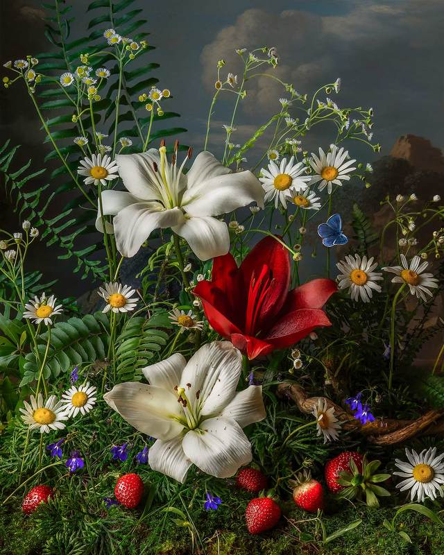 still life photography, botanical art, lilies, berries, forest, авторская фотография, фотонатюморт Forest Fantasy фото превью