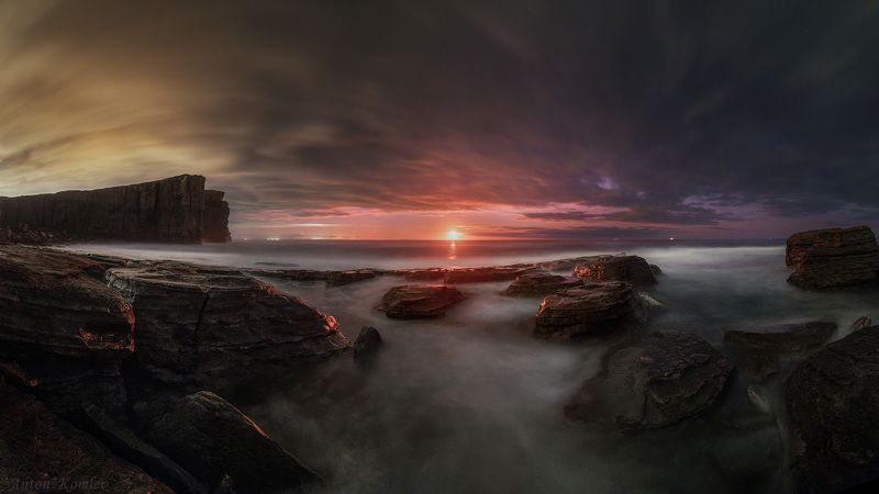 приморье, мыс тобизина, владивосток, японское море, луна Ночной восход фото превью