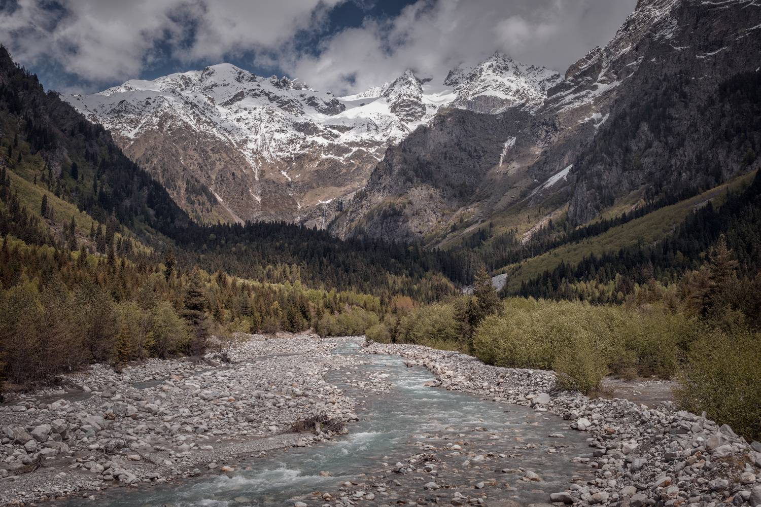 svaneti, dolra, river, mountains, forest, clouds, sky, high, nature, landscape, scenery, travel, outdoors, georgia, sakartvelo, chizh, Чиж Андрей