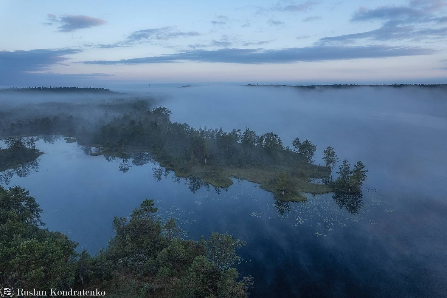 ленинградская область, озеро, рассвет, закат, рыбачье озеро, аэрофото, аэрофотография, туман, Кондратенко Руслан