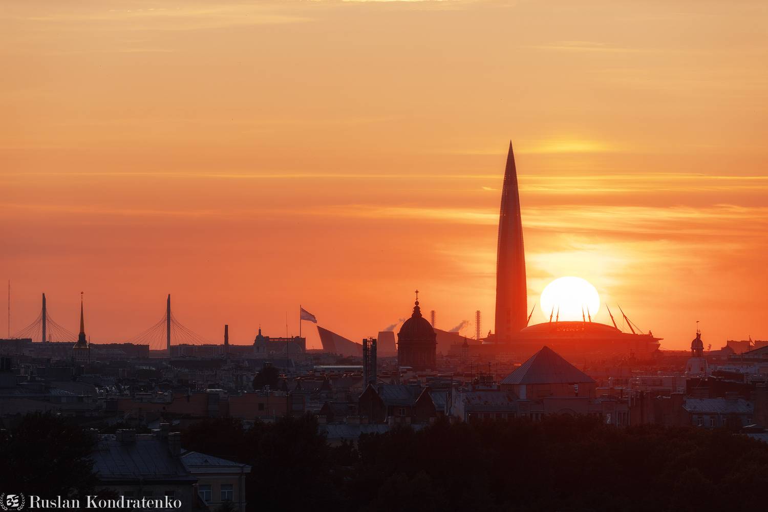 санкт-петербург, закат, лахта-центр, лахта, небоскреб, прострел, зенит арена, газпром арена, казанский собор, Кондратенко Руслан