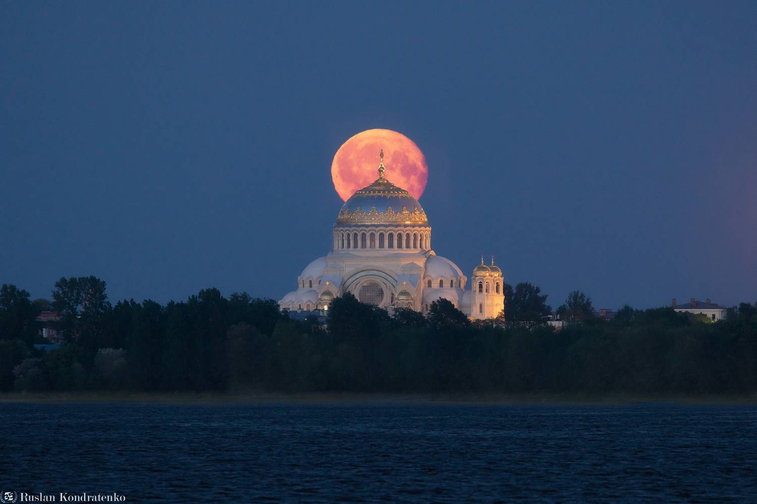 санкт-петербург, луна, полнолуние, восход луны, прострел, заход луны, морской собор, Кондратенко Руслан