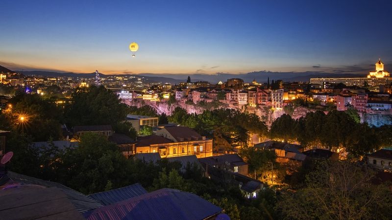 город, ночь Старый Тбилиси. фото превью