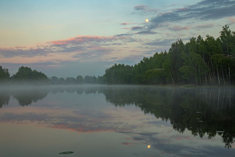 вечер, туман, луна, вода, отражение, серково, черная, порза Скоро полнолуние фото превью