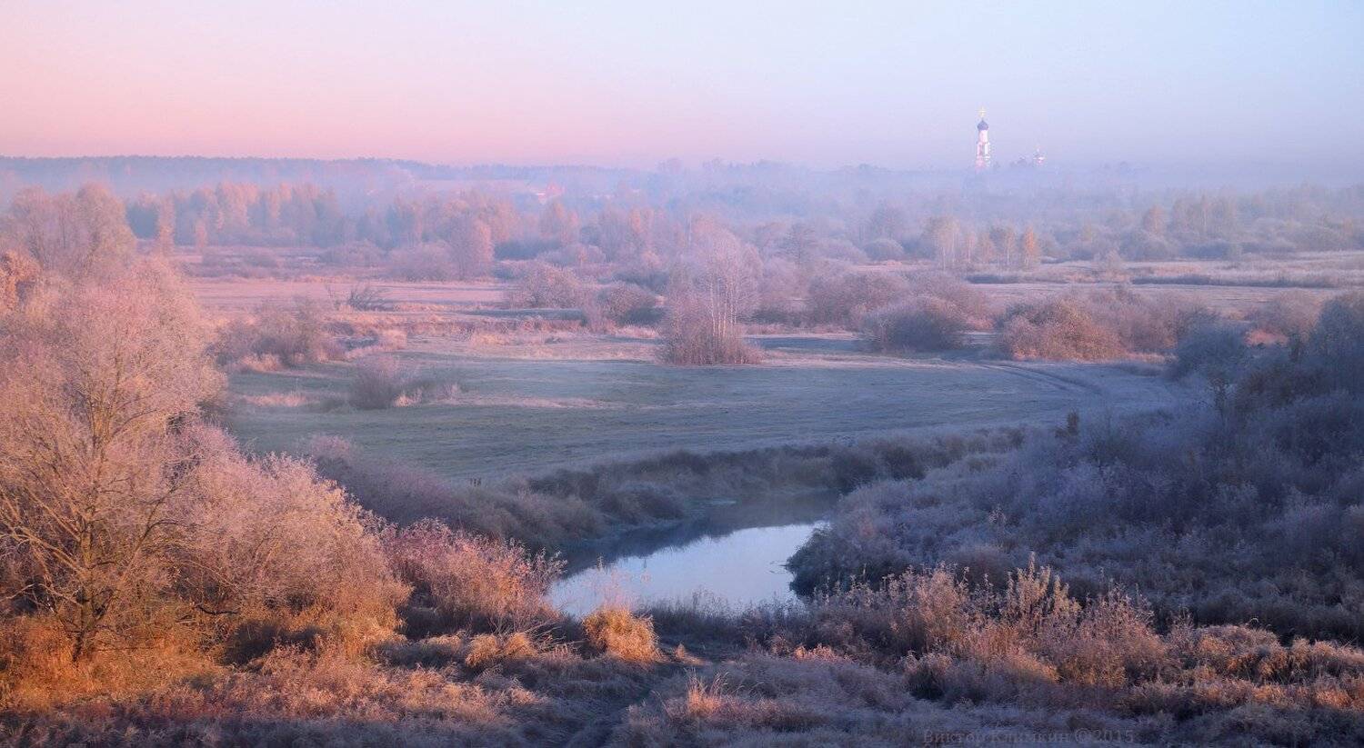 Нерская, Осень, Река, Утро, Храм, Виктор Климкин