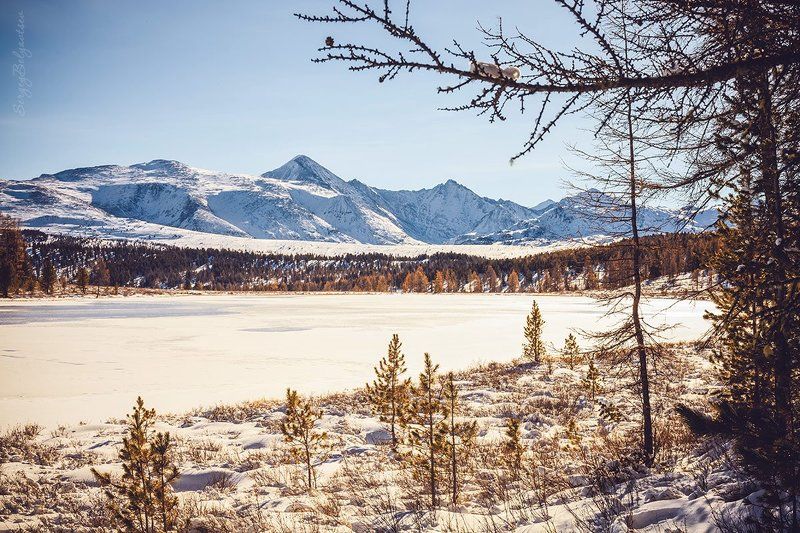 горный, алтай, улаганские, перевал, озеро, киделю, зима, снег, горы, вершины, лёд Киделю фото превью