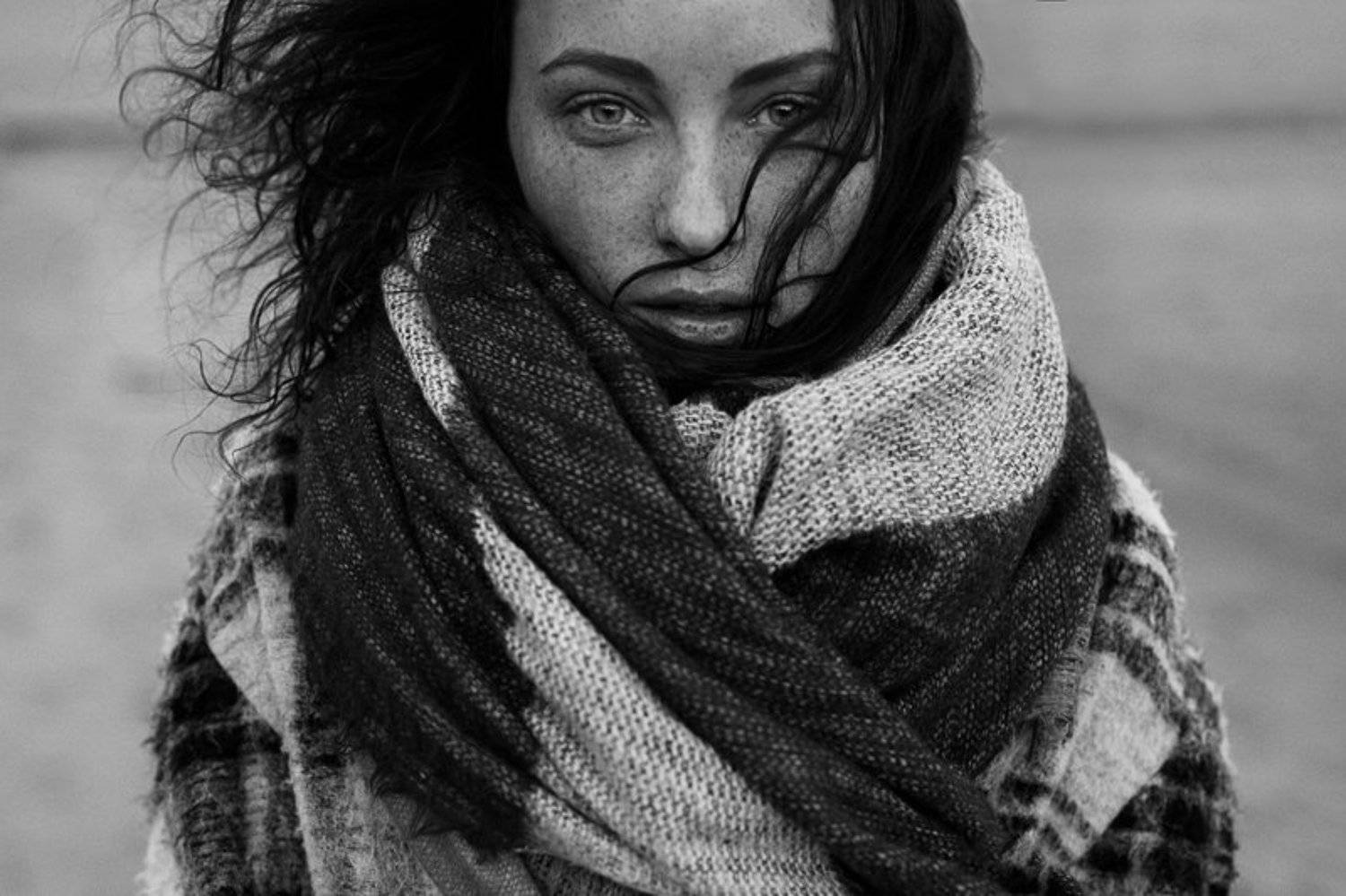 Beautiful, Bw, Feeling, Girl, Portrait, Wind, Виктор Корнеев