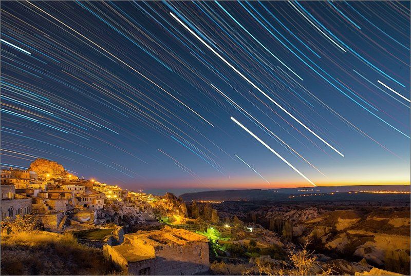 turkey, uchisar, night, track, stars, Учхисар фото превью