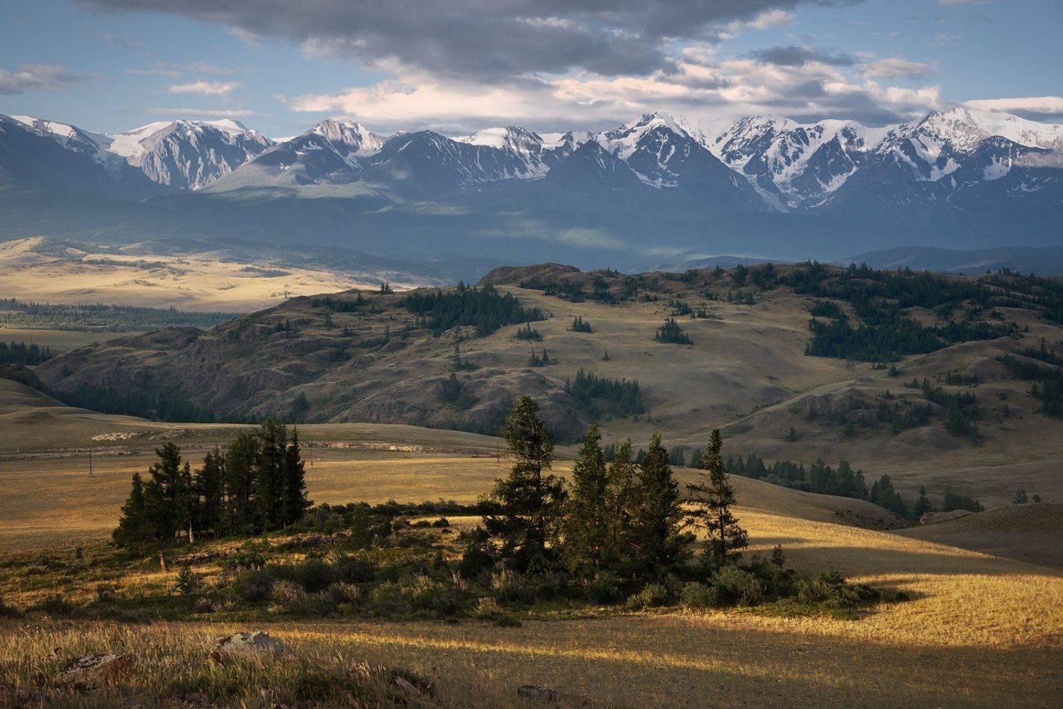 Алтай, Большой, Вершины, Высокий, Голубой, Горный алтай, Горы, Далекий, Долина, Желтый, Зеленый, Красивая, Ландшафт, Ледник, Лес, Пейзаж, Природа, Размер, Рельеф, Россия, Сибирь, Снег, Степь, Утро, Холмы, Ширина, Дмитрий Антипов