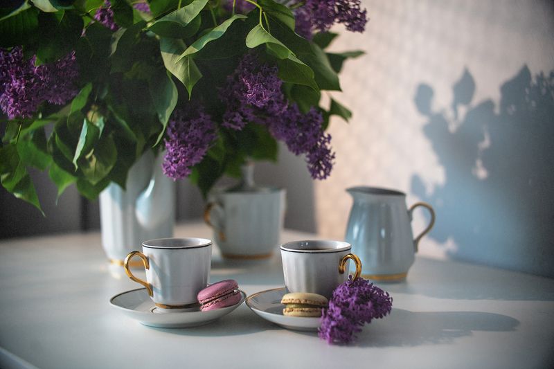 Сирень натюрморт белый чай Чай с ароматом сирени фото превью