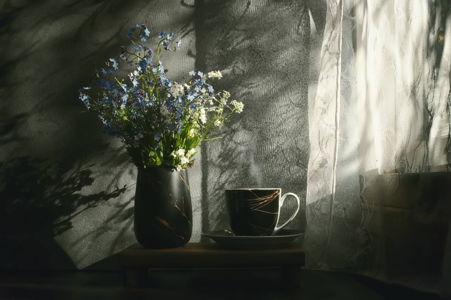 цветы, весна, натюрморт, тёплое, чаепитие, незабудки, чашка, чай, Стасов Виталий
