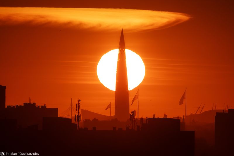 санкт-петербург, лахта-центр, прострел, закат Лахта-Центр фото превью