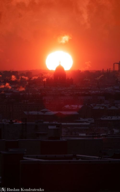 санкт-петербург, закат, исаакиевский собор, прострел Исаакиевский собор фото превью