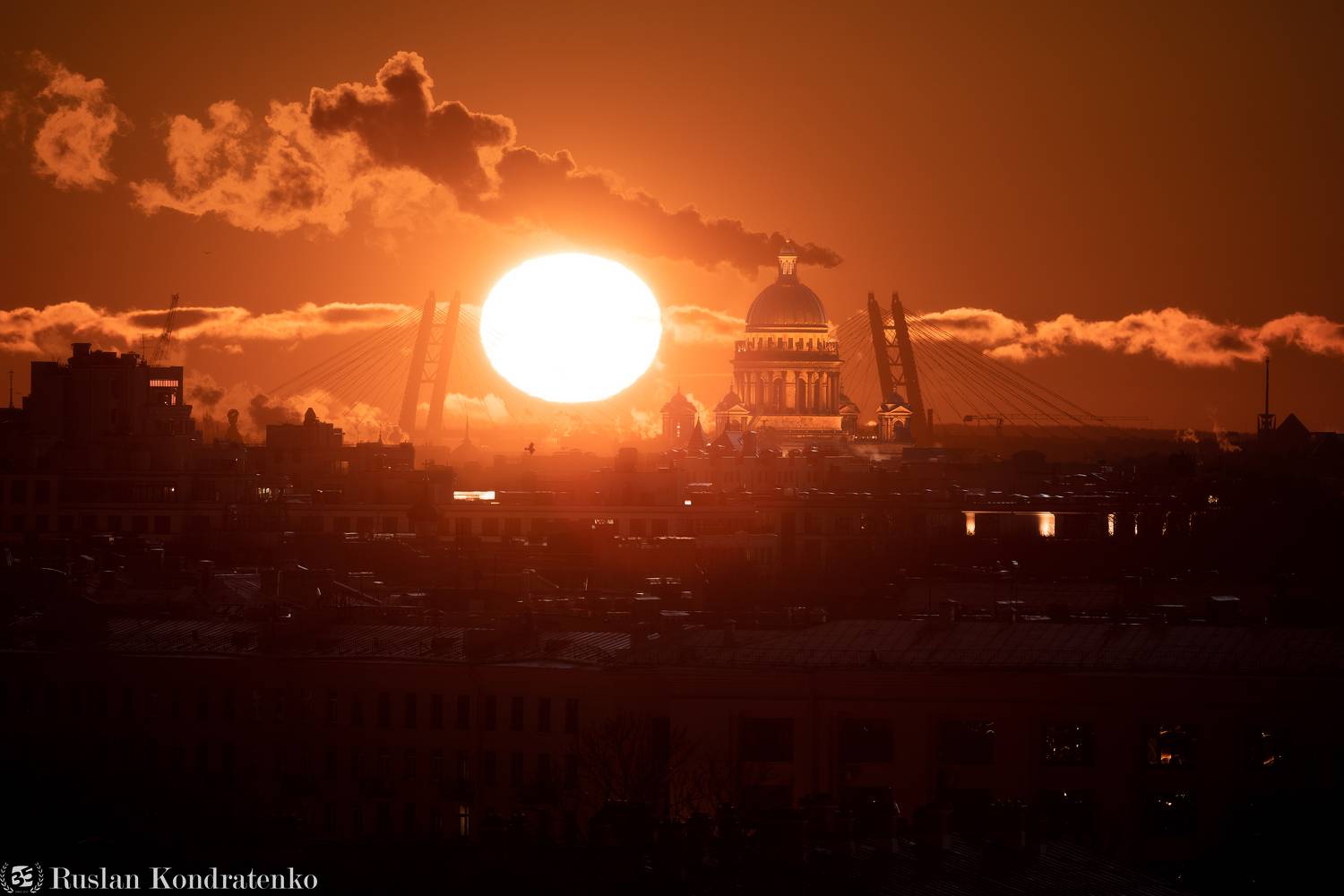 санкт-петербург, закат, исаакиевский собор, прострел, вантовый мост, зсд, time blending, композитная фотография, Кондратенко Руслан