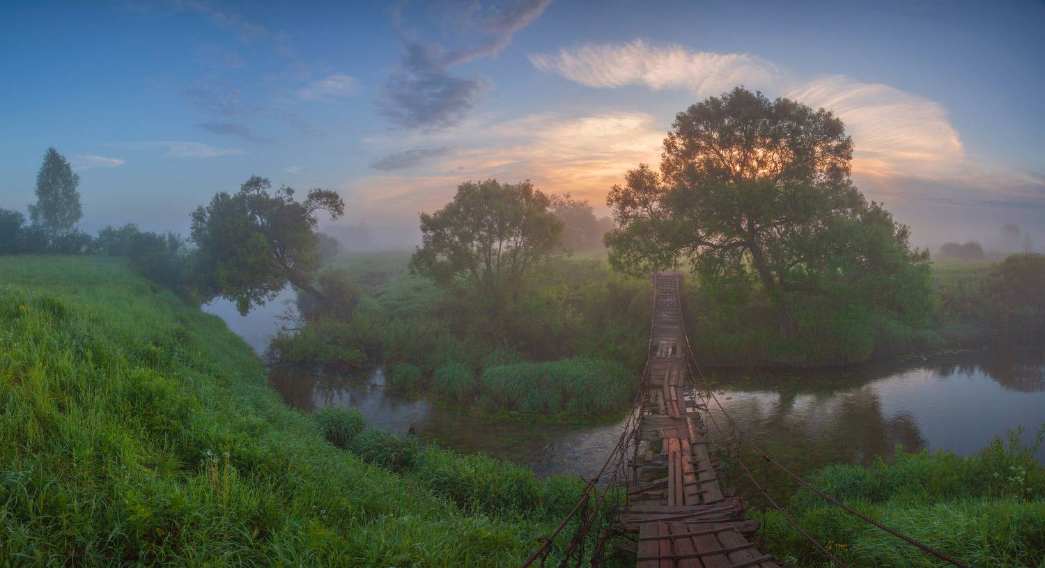 река, туман, мостик, Свистков Александр