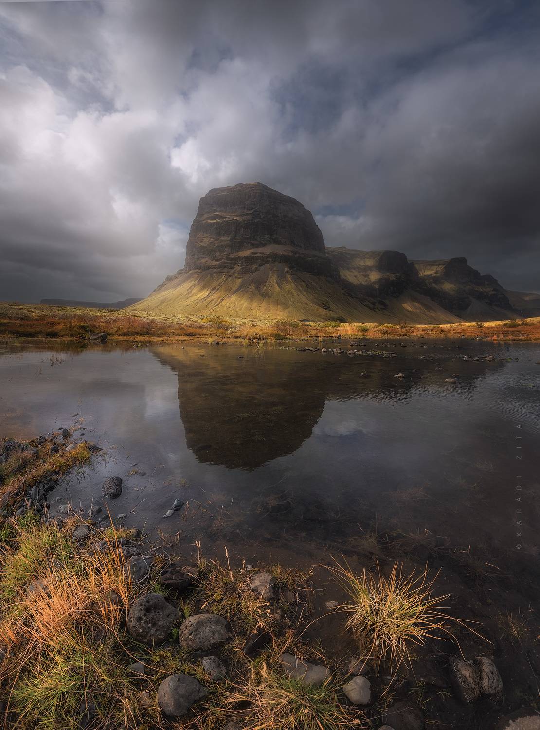 iceland, mountains, reflections, clouds, landscape, lights, Kar&aacute;di Zita