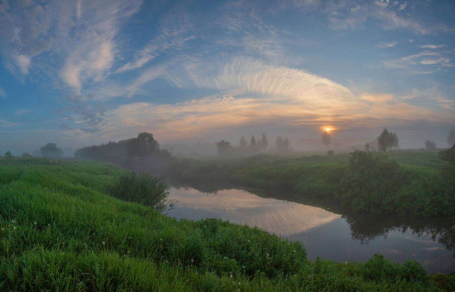 рассвет, река, лето, Свистков Александр