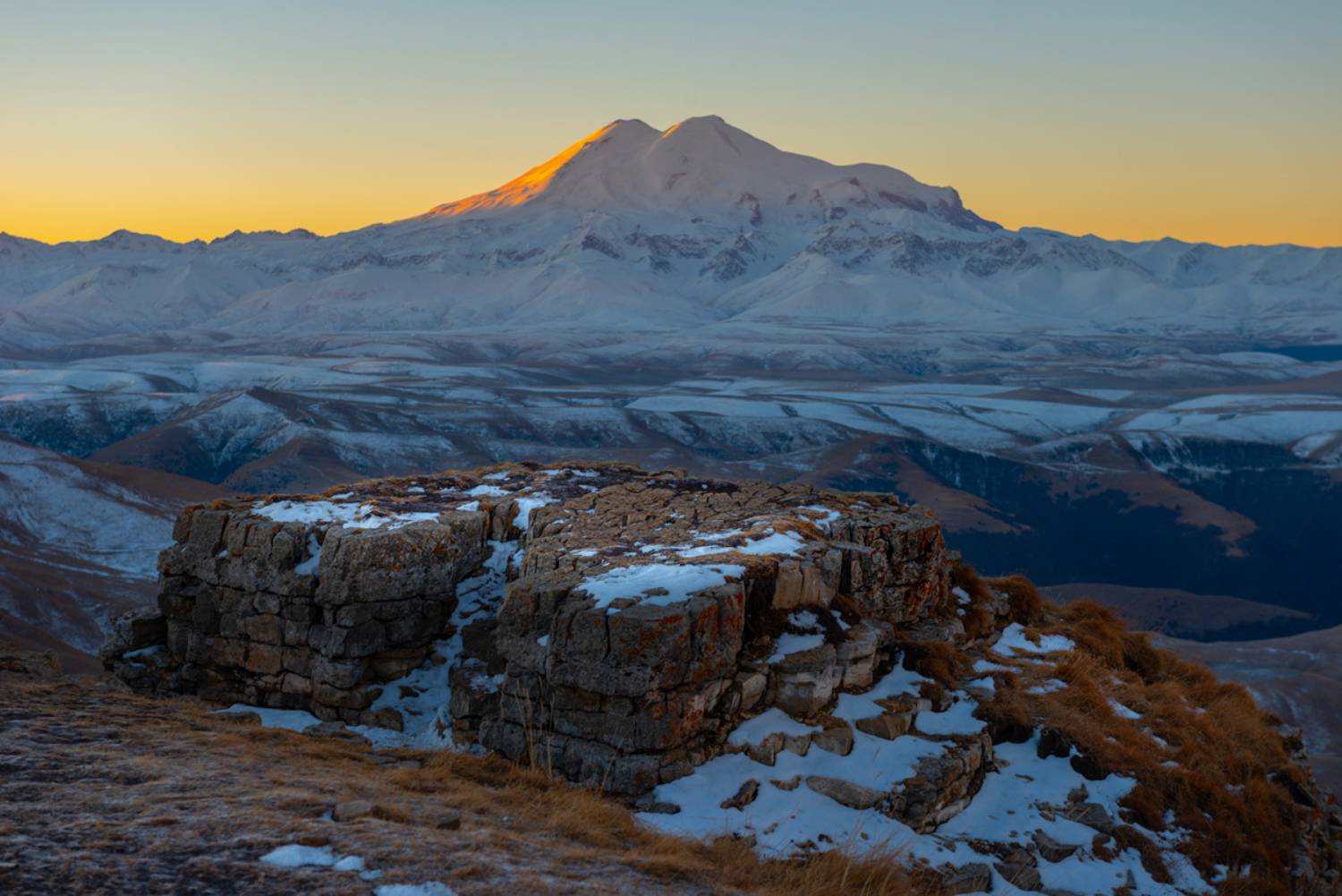 Эльбрус горы рассвет зима, Anatoly