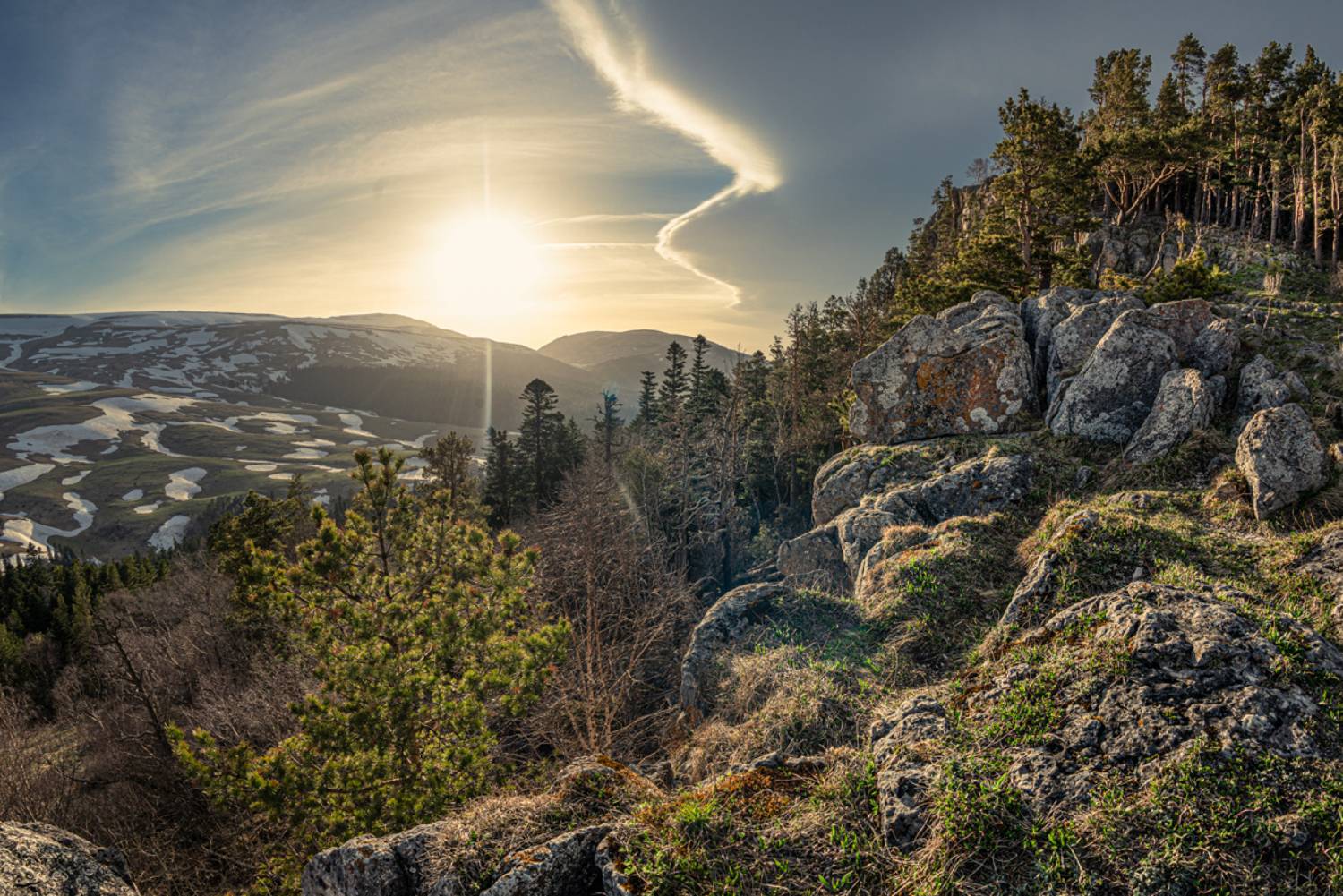 закат плато горы лес, Anatoly