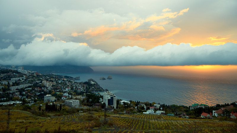 пейзаж, природа, море, восход, горы Гурзуф. Восход фото превью