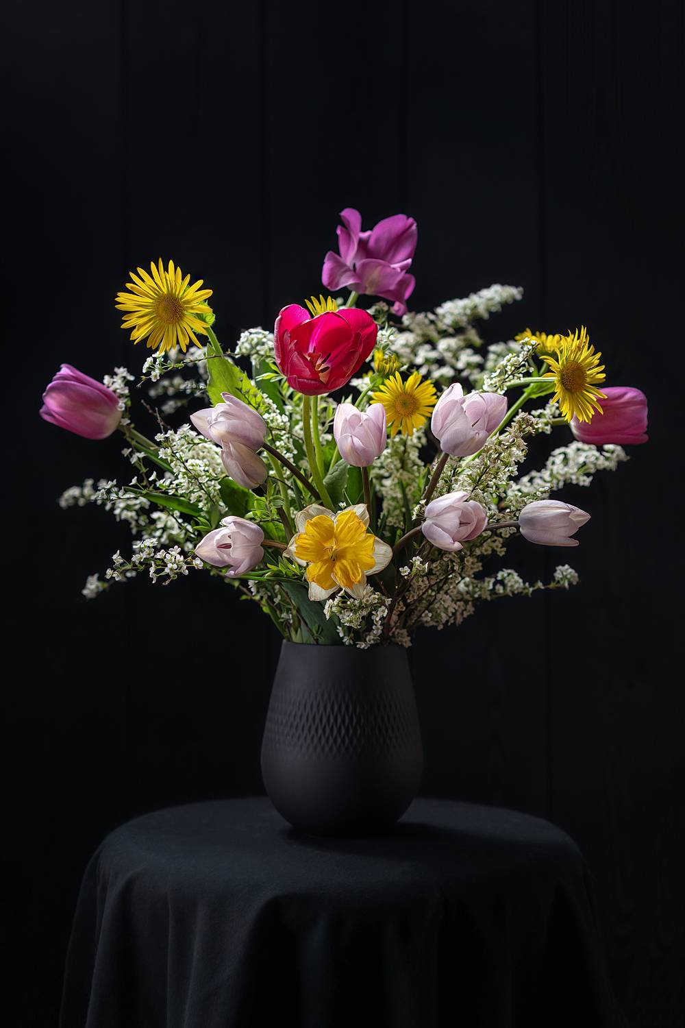 букет, цветы, тюльпаны, черный, Ольга Яр