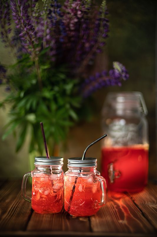 лето, жара, люпины, лимонад, натюрморт, оранжевый Лето, жара, люпины и лимонад фото превью