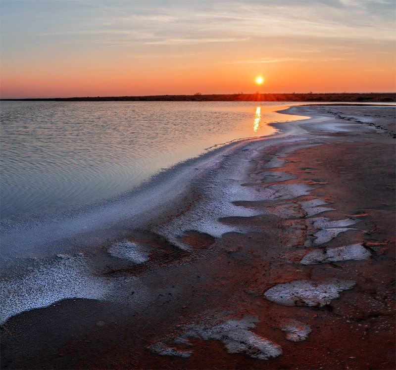 баскунчак, весна, восход, озеро, пейзаж, природа, рассвет, солнце, соль, утро *** фото превью