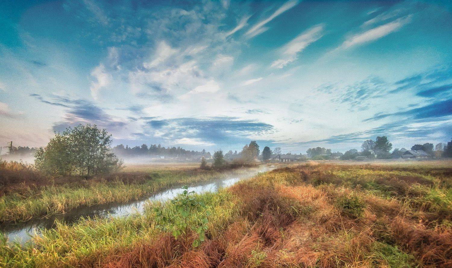 утро пейзаж осень туман пеленг, Татьяна Афиногенова