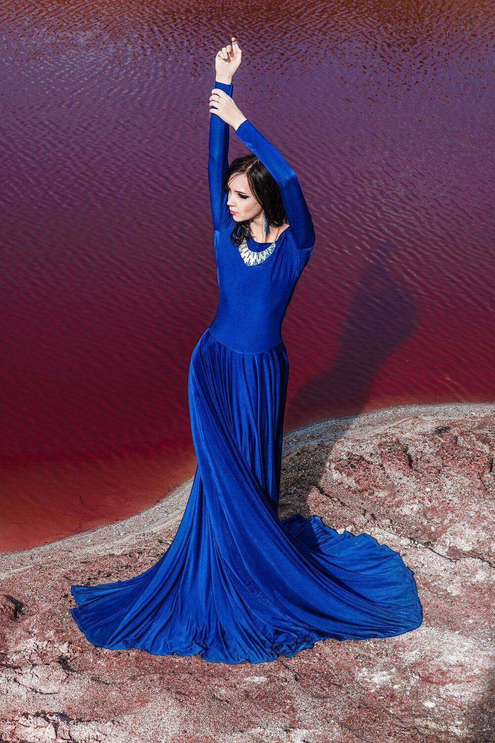 Blue, Girl, Red, River, Vladart, Влад Арт