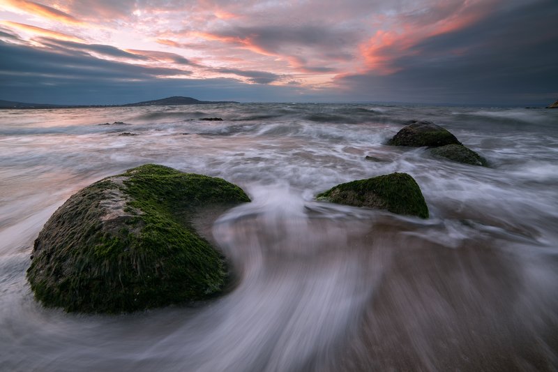 sunset beach landscape  Sunset, away from snowy mountains... фото превью