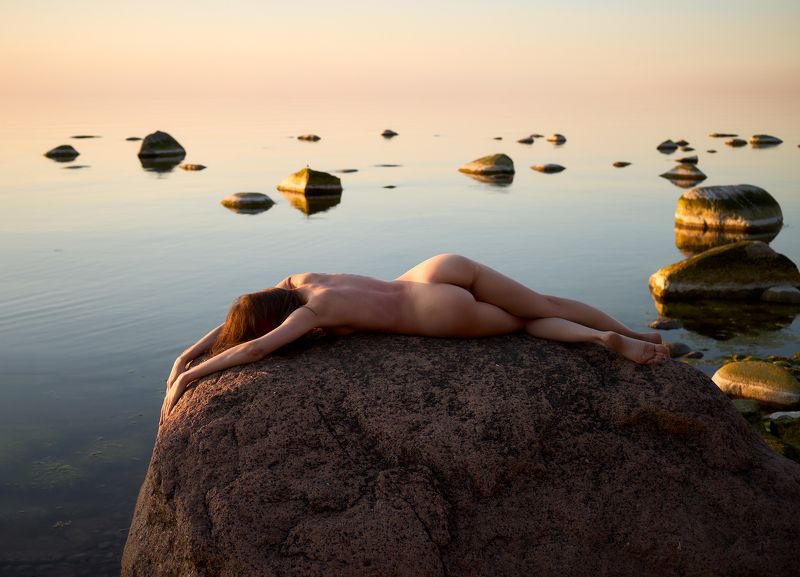 nude, nu, sexy, naked, girl, portrait, summer, beach, sunset Лето фото превью