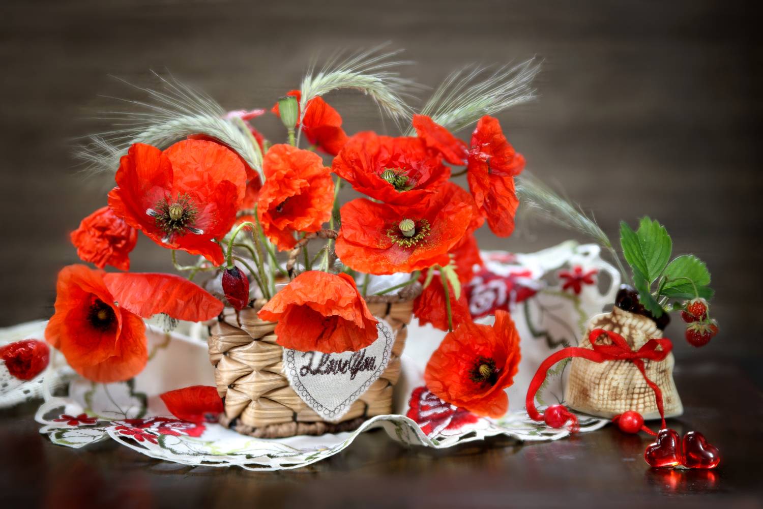 натюрморт, цветы, маки, полевые, корзинка, Шруб (Беляева) Татьяна