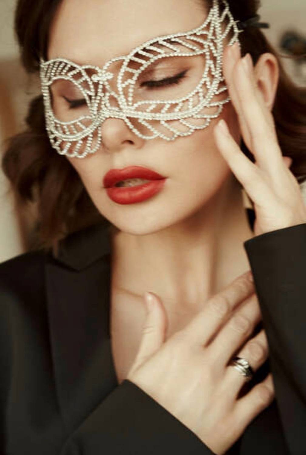 маска, смаз, движение, красный, девушка, портрет , Дарья Комарова