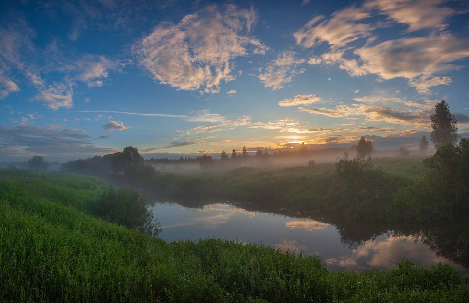 рассвет, лето, река, Свистков Александр