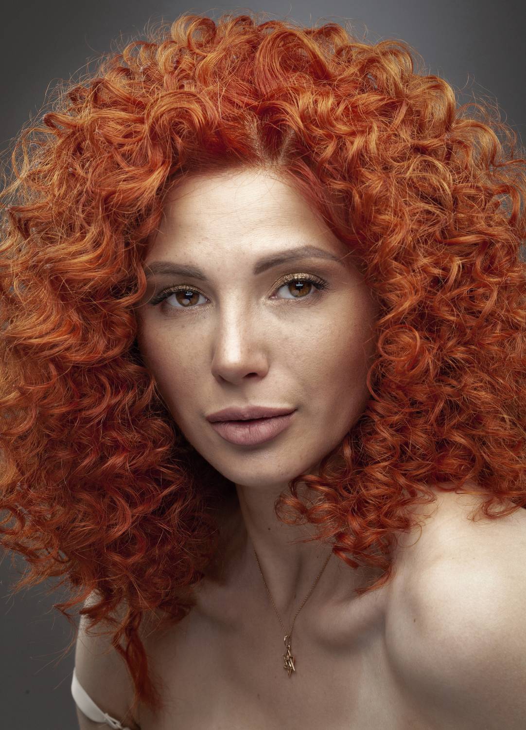 девушка, портрет, кучерявая, рыжая, Дёгтев Евгений