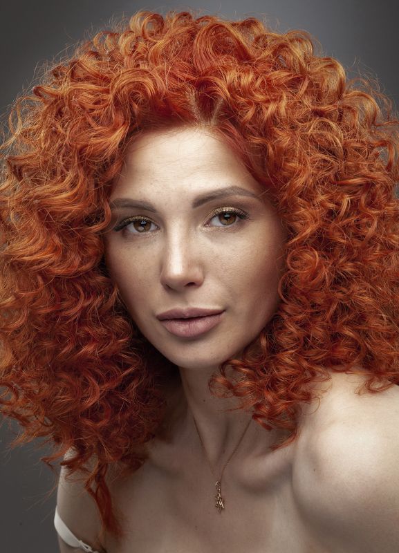 девушка, портрет, кучерявая, рыжая *** фото превью