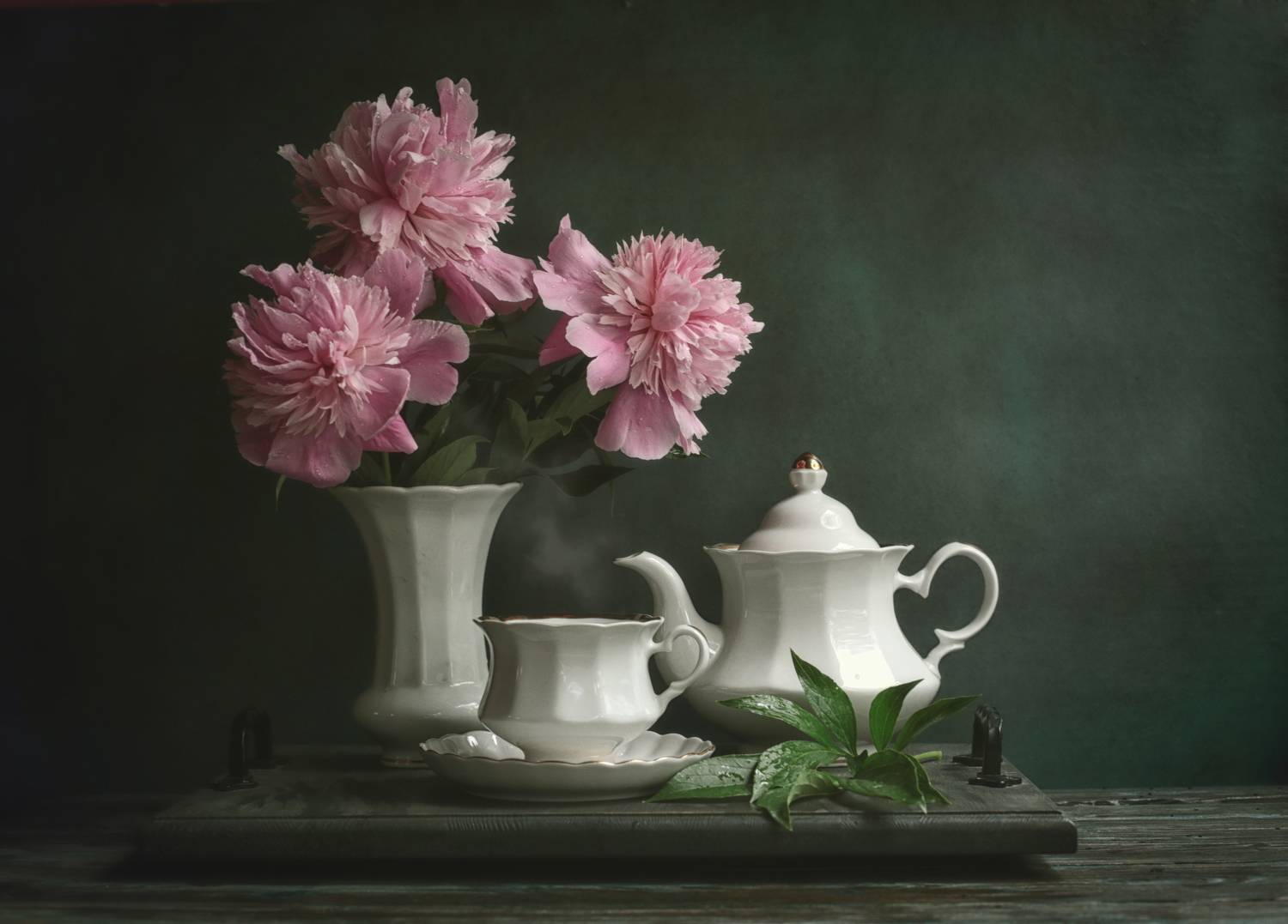 cup, tea, peonies, чашка, чаепитие, цветы, пионы, Стасов Виталий